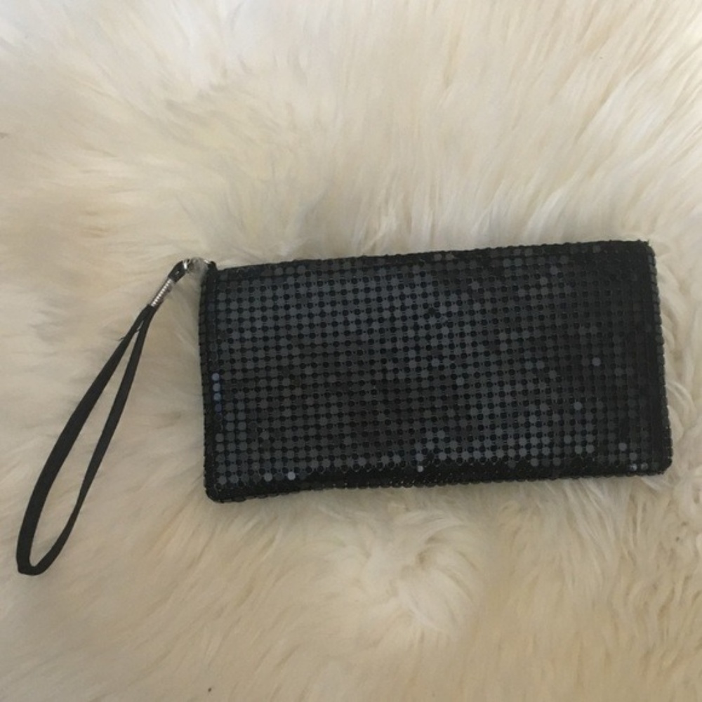 Sparkly black sequined wristlet